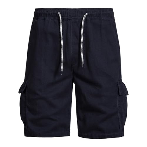 Short de travail pour homme coupe droite et taille élastique en coton uni