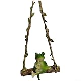 Decoración caprichosa de resina de rana columpio de jardín para balcones, macetas y espacios al aire libre con diseño divertido (bebidas)