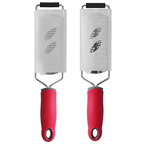 YizisEcce Professional Cheese Raster, para zestador de acero inoxidable, mango ergonómico no deslizante, rejilla eficiente para vegetales de chocolate de limón, herramienta de (【Conjunto de dos