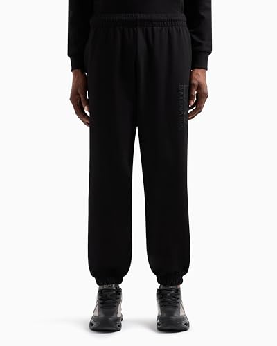 Emporio Armani EA7 Pantaloni Jogger Visibility Da Uomo In Cotone Garzato (It, Testo, S, Regular, Regular, Nero) - 2