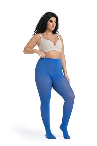 Image of Frola Plus Size Tights for Women Semi Opaque Control Top High Waist Stockings 60 Denier Women's Pantyhose 2X 3X 4X 5X