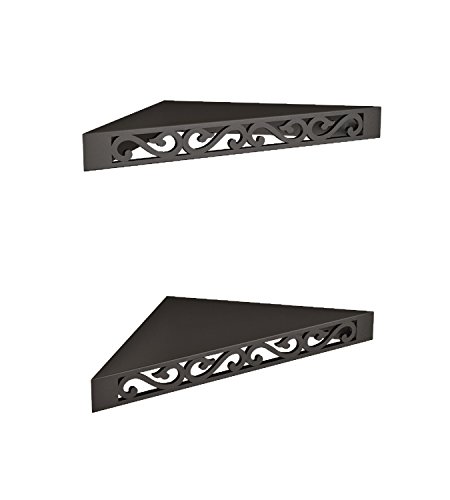 Image of Home Sparkle Engineered Wood Corner Shelf | 2 Set Wall Mounted Decorative Wall Shelve | Floating Corner Shelves for Bedroom, Living Room, Bathroom, Bookshelf - Black