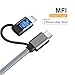 CableCreation 2-in-1 iPhone and Android Charging Cable 4FT/1.2m, Lightning and Micro USB to USB Charging Data Cord MFi Certified for iPhone 14, 13, 12, 11, X, 8, 8 Plus,7, Nexus, LG, HTC, Gray