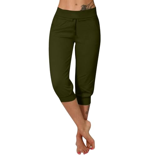 Pants for Women Casual Summer Elastic Waist Solid Pant with Pockets