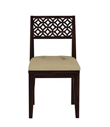 Image of Sheesham Wood Dining Table 4 Seater Set || Dining Room Furniture || CNC Cuting Dining Table Set || Dining Table with Chair Set || Wooden 4 Seater Dining Table with Cushion || Walnut Finish