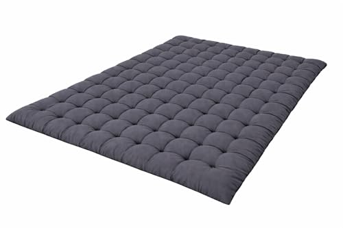 Image of ATOOTFUSION Soft Cotton Quilt | Foldable Light Weight Filled Single Firm Cotton Quilt Mattress| Gadda (Solid Coloured, Sleeping Capacity, 6 x 6 ft or 72 x 72 Inches) Double Bed (Grey)