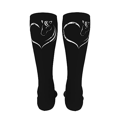 Horse Head Inside Heart Knee High Socks For Women Long Tube Socks Athletic Compression Socks Unisex High Socks Girls4