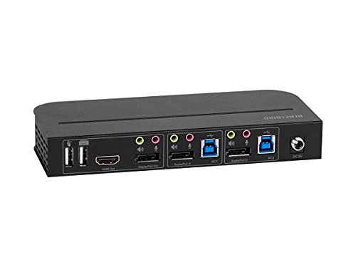 Image of Monoprice Blackbird 4K Displayport 1.4 USB 3.0 2x1 KVM Switch, 4K@60Hz, HDR, YCbCr 4:4:4, HDCP 2.2, Share 2 Computers with 1 Keyboard Mouse Monitor Printer