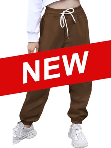 Image of SANGTREE Girls & Womens Cargo Pants Elastic Waist Drawstring Tapered Jogger Pants with Pockets, 6 Years-Women 2XL