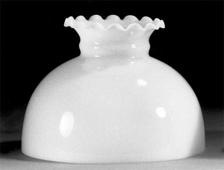 Image of B&P Lamp 9 7 /8 inch Fitter Opal White Glass Classic Vintage Style Dome Student Lamp Shade With Crimp Top