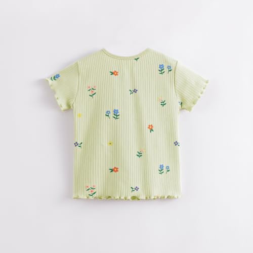 Image of MARC&JANIE Girls Short Sleeve Tshirts Crew Neck Cotton Shirts Knit Lace Summer Tops 230862