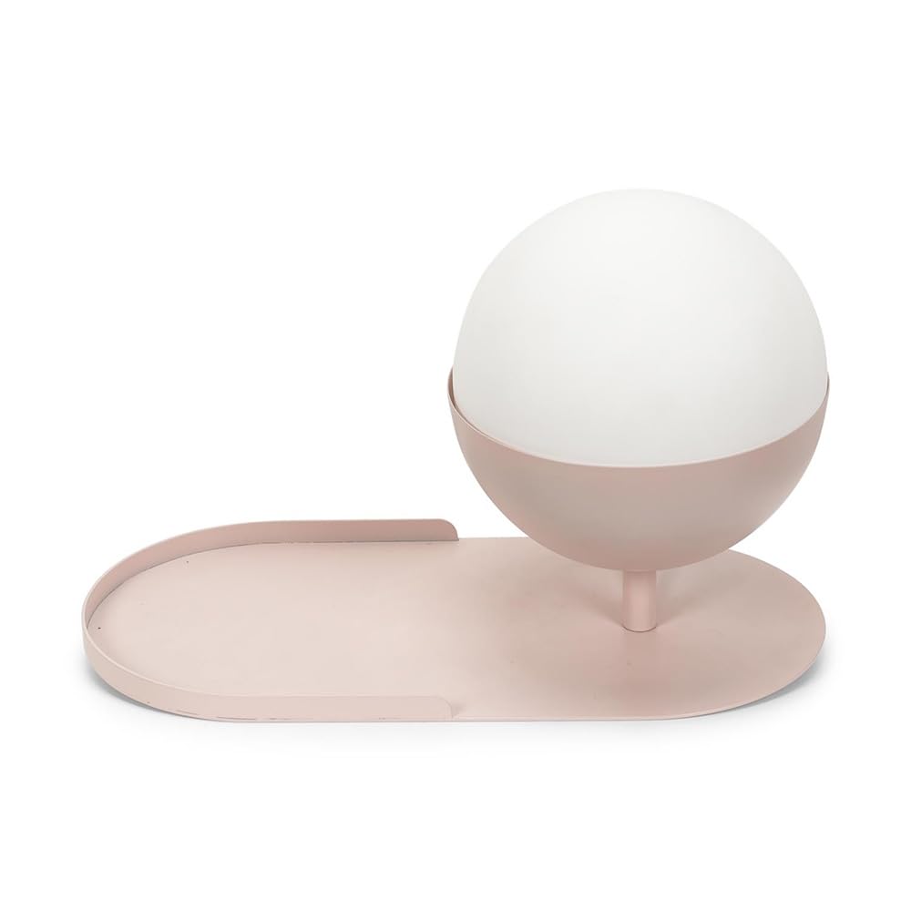 Valuelights Wall Light | Blush Pink Metal Plug In Shelf Lamp With Glass Globe Lampshade | Wall Lamps & Sconces, Home Décor & Improvement Essential | Includes Bulb [3000K Warm White]