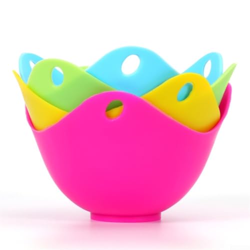 Besshepplo 4-teiliges Set Eierbecher, lustig, bunt, gekochte Eierhalter, antihaftbeschichtet, für Luftfritteuse, Mikrowelle, Kochen, Backen mit hitzebeständigem Design – Bild 7