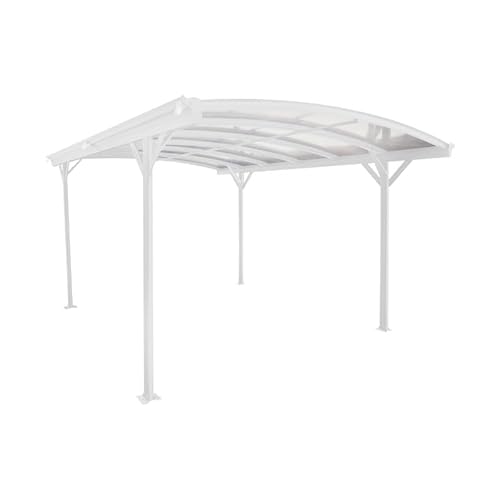 X-METAL Carport Autoportant en Aluminium Blanc et Polycarbonate 6mm 13m² | Protection Véhicule avec Kit d'ancrage | 4 Poteaux Robustes, Gouttières, Anti-UV