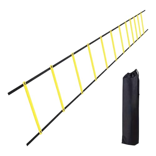 Ahuuen Échelle de Football | Échelle d'Entraînement 6m avec Sac de Transport | Équipement d'Entraînement 12 Barreaux pour Fitness Gym Extérieur Baseball...