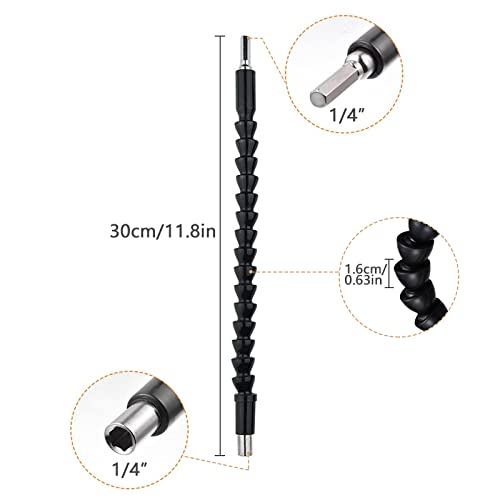 3 Pack Drill Bit Extension, 11.8 Inch Flexible Screwdriver Power Soft Shaft Set With Screw Bits Holder, Magnetic Hexagon Flex Drive Tip For Computer Chassis, Electrical Cabinets, Furniture #TOP1