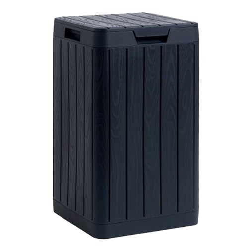 TOOMAX - Pattumiera da giardino, 80 litri, colore nero, in resina inalterabile, coperchio a pressione, PR4731