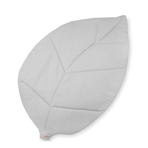Julius Zöllner Waffeffelpique Krabbeldecke Blatt | Gr. 170x110 cm | Made in Germany | Waffelpique 100% Baumwolle | OEKO-TEX® STANDARD 100 | Light Grey