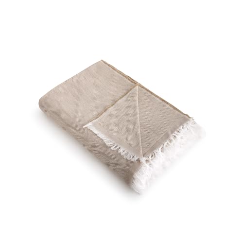 Textilhome Cubre Sofá Multiusos Funda Sofa y Cama, Manta Foulard Plaid Jarapa Colcha Cubrecama Protector Martina, 180x285 cm, Color Camel. Certificado Oeko-Tex - imagen 4