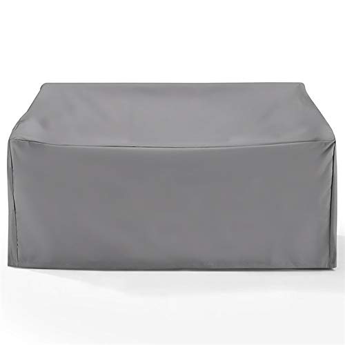 Pemberly Row Vinyl Polyester Fabric Patio Loveseat Cover in Gray
