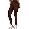 SELENE Calça Legging com Recorte e Bolso Unilateral Fitness Academia Adulto, Marrom, M