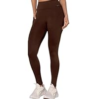 SELENE Calça Legging com Recorte e Bolso Unilateral Fitness Academia Adulto, Marrom, M