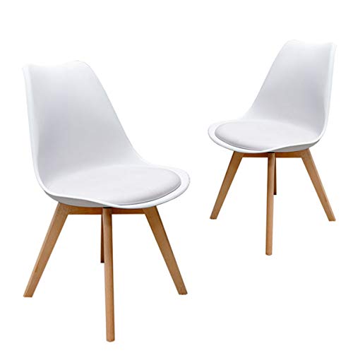 Opiniones de Silla Escritorio Blanca los mejores 10. 50 MUNDO IN MUEBLES Juego de 2 Sillas Eames Acojinadas Frankfurt | Sillas Elegantes y Modernas para Comedor, Oficina, Escritorio, Recámara, Sala o Cocina | Color Blanco