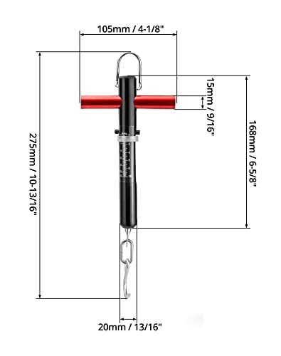 Qwork Aluminum Tube Fishing Spring & Hook Scale, 22Lb/10Kg Portable Fishing Grip Tool #TOP5