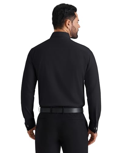 Image of Alimens & Gentle French Cuff Regular Fit Dress Shirts (Cufflink Included) | Office Work,Business Casual,Wedding,Formal Event,Interview,cufflink,Soft,Breathable,Polyester Cotton