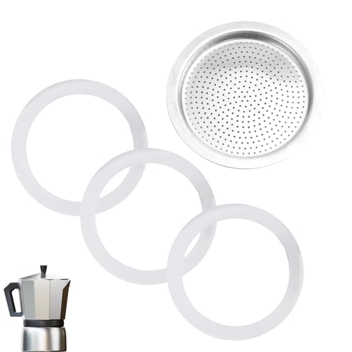 Imagen de Paquete De 4 Piezas De Repuesto De Víctima Espressometopper Incluyendo Discos De Filtro De Aluminio Y 3 Juntas Para Uso Doméstico