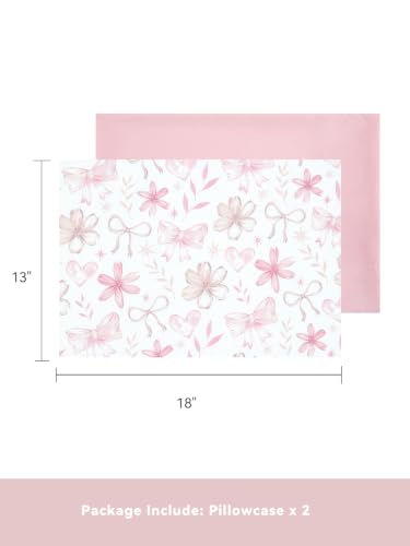 Image of TILLYOU Toddler Pillowcases 13 x 18 Travel Pillow Case 2 Pack, Kids Pillowcases Machine Washable with Envelope Closure, Pink Flower&Butterfly