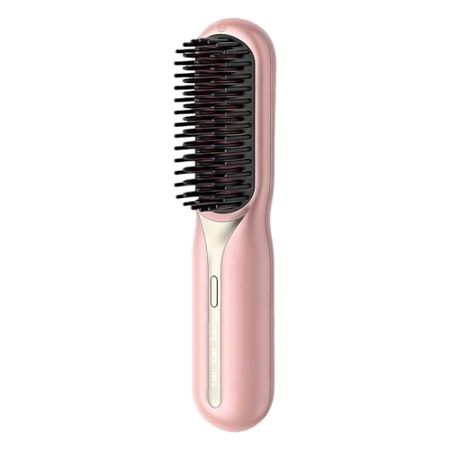 Cepillo de pelo recargable, herramienta inalámbrica para el cabello, cepillo alisador con función portátil, peine alisador compacto de ABS, peine alisador con calor ajustable, herramienta de peinado