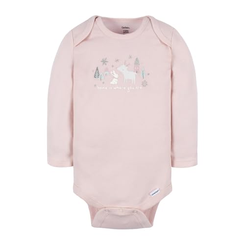 Image of Gerber Baby Bodysuits Long-Sleeve Cotton Onesies 6-Pack for Girls Newborn