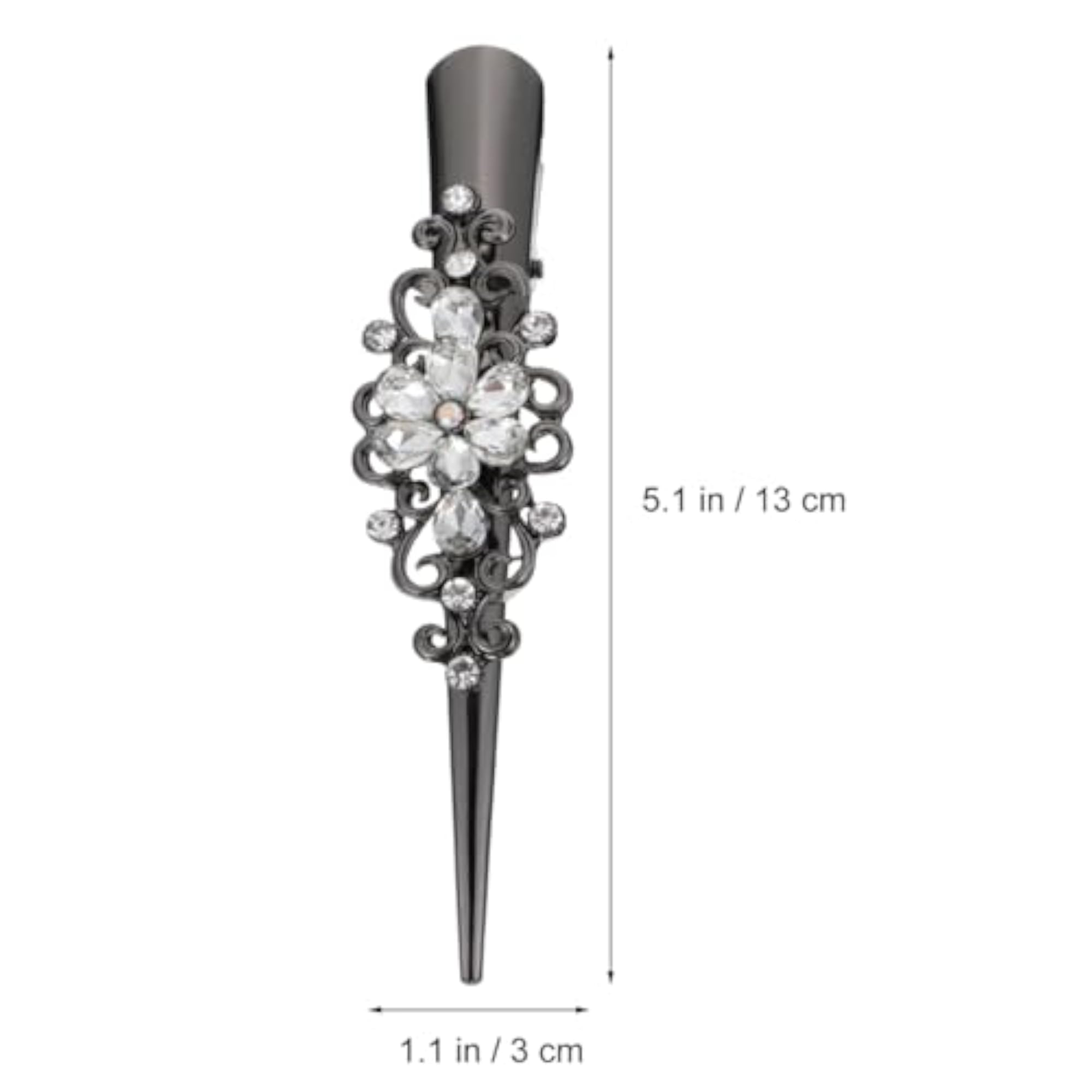 2pcs Decorative Alligator Hair Clips with Rhinestones