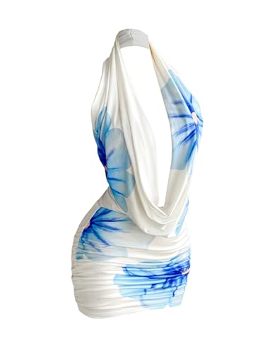Image of SweatyRocks Women's Club Halter Cowl Neck Dress Draped Going Out Open Back Cocktail Mini Dresses Party Clubwear