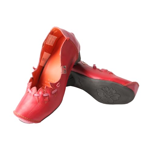 TMA EYES Women's Leather Soft Sole Slip on Low Heel Casual Shoes4