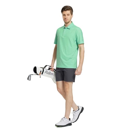 Image of M MAELREG Mens Golf Shirt Short Sleeve Dry Fit Print Moisture Wicking Performance Patterns Collared Polo Shirt