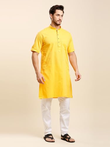 Image of Rajubhai Hargovindas Green Khadi Half Sleeve Kurta
