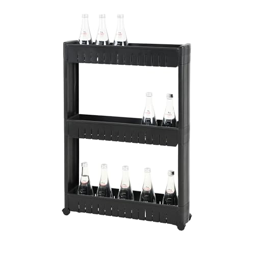 Amig - Chariot de rangement étroit avec roulettes Böken | Noir | 54 x 12 x 78 cm | Chariot de...