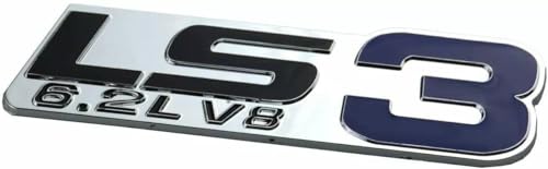 Image of Pair Set LS3 6.2L V8 Engine Badge 3D Emblem Nameplate Sticker (Silver Blue)