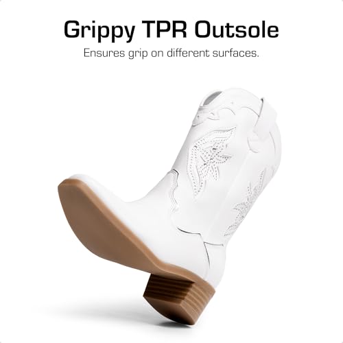 DREAM PAIRS Girls Cowgirl Cowboy Boots Western Fashion Mid Calf Boots3