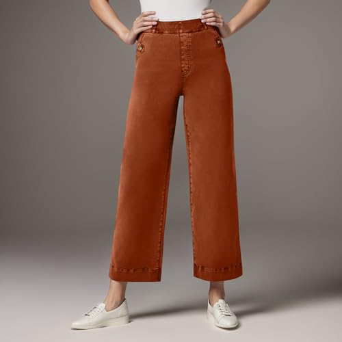 Wide Leg Cropped Jeans for Women Stretch High Waisted Twill Pants Straight Leg Denim Chino Pants Comfy Dressy Capri Pants3
