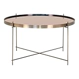 table basse laiton brossé  Venezia Coffee Table - Table basse, acier couleur laiton avec verre Ø7xh4cm