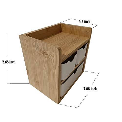 Ecobamb Multipurpose Nature Bamboo Fiber Desktop Jewelry Cosmetic Organizer,3 Tier Home Office Desk Drawer Box, Durable Table Top Storage For Pencils, Notepads, Documents And Office Supplies(White) #TOP1