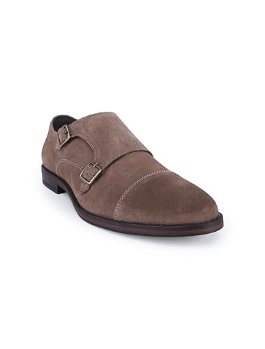 Thomas Crick Men’s Aubry Suede & Genuine Leather Monk Strap Shoes | Double Buckle Dress Shoes | Formal, Business & Smart Casual Shoes