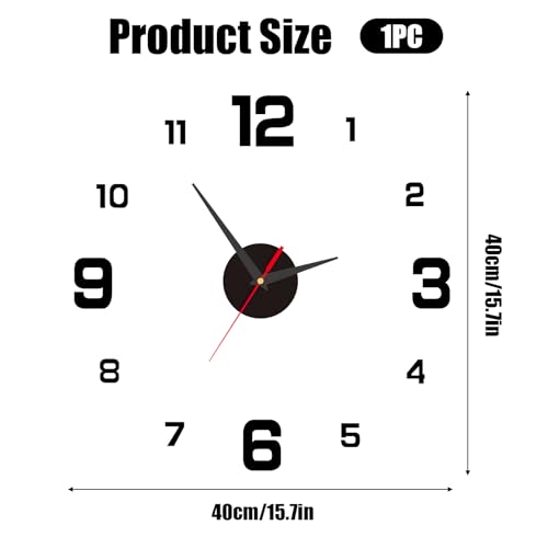 Sangcca Reloj de pared DIY 3D con movimiento silencioso, diseño moderno digital, decoración contemporánea para cocina, sala de estar, dormitorio, montaje fácil, negro - imagen 2