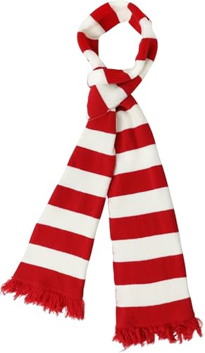 nezababycos 78.6'' Christmas Red White Scarf Striped Knit Candy Cane Scarf Snowman Long Scarves for Women Men Kids Holiday Winter Warm (Striped) - Main Image