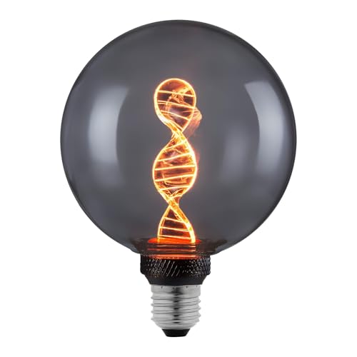 Suprema, Lampadina LED Decorativa Forma Globo Con Effetto Luce DNA Illuminato, Attacco E27, 60 Lm, 220-240V, Luce Calda 1800K, Potenza 3,5W, Dimensioni 125x164 Mm, Non Dimmerabile (Fumé)