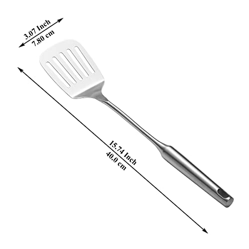 Metal Spatula For Cooking, Evanda Stainless Steel Slotted Turner, Heavy Duty Sturdy Kitchen Spatula High Heat Resistant, Ideal Cookware For Fish,Eggs,Pancakes, Dishwasher Safe, Easy To Clean #TOP1