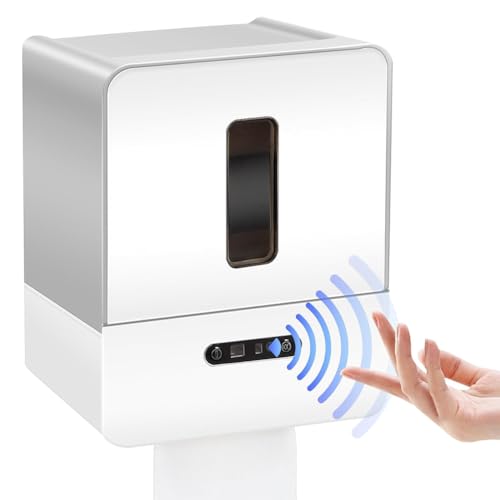 Mskidand Distributeur de Papier Toilette Intelligent sans Contact, Distributeur de Serviettes en Papier à Capteur Électronique, avec Veilleuse, Chargement USB